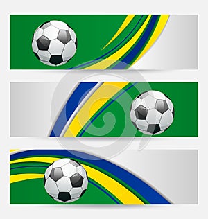 Set football cards in Brazil flag colors