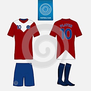 Set of football jersey, soccer kit. Football apparel mock up. Vector