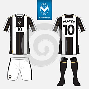 Set of football jersey, soccer kit. Football apparel mock up. Vector