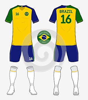 Set of football jersey, soccer kit. Football apparel mock up. Vector