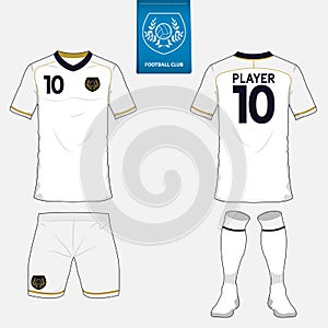 Set of football jersey, soccer kit. Football apparel mock up. Vector photo