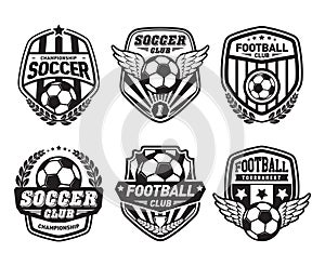 Set of Football Logo Design Templates, Soccer Vintage Badge