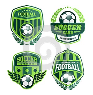 Set of Football Logo Design Templates, Soccer Vintage Green Badge