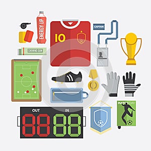 Set of Football / Soccer Icon in Flat Design