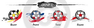 Set of football or soccer national team group G . Watercolor paint art design . Vector for international world championship tourna