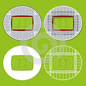 Set of football stadiums in flat design