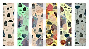 Set of forest seamless pattern. Size 70x270. Vertical Shift 1x2.