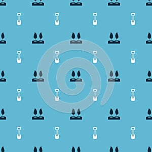 Set Forest and Shovel toy on seamless pattern. Vector
