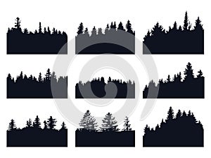 Set of forest silhouetts photo