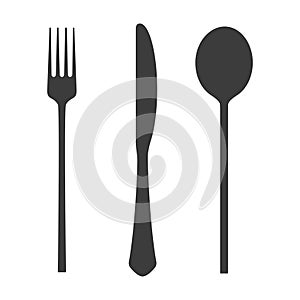 Set of fork, knife and spoon icon. Flat vector illustration isolated on white
