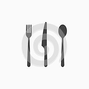 Set of fork, spoon and knife monochrome icon. Vector illustration.