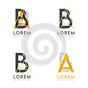A set with four abstract AB logo. Suitable for websites and corporate identity, and can be used for banner, card and business. thi