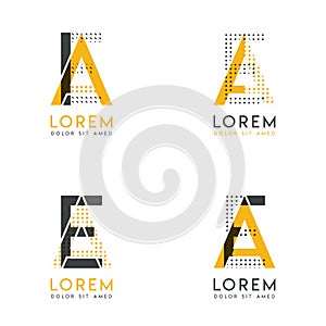 A set with four abstract AE logo. Suitable for websites and corporate identity, and can be used for banner, card and business. thi