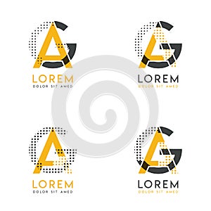 A set with four abstract AG logo. Suitable for websites and corporate identity, and can be used for banner, card and business. thi