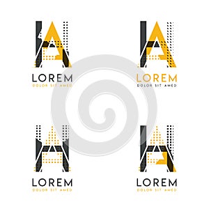 A set with four abstract AH logo. Suitable for websites and corporate identity, and can be used for banner, card and business. thi