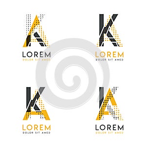 A set with four abstract AK logo. Suitable for websites and corporate identity, and can be used for banner, card and business. thi