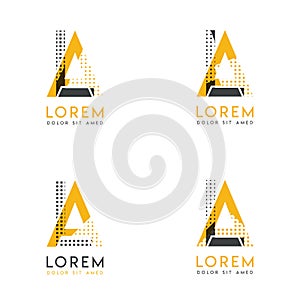 A set with four abstract AL logo. Suitable for websites and corporate identity, and can be used for banner, card and business. thi