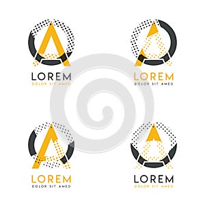 A set with four abstract AO logo. Suitable for websites and corporate identity, and can be used for banner, card and business. thi