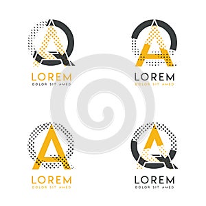 A set with four abstract AQ logo. Suitable for websites and corporate identity, and can be used for banner, card and business. thi