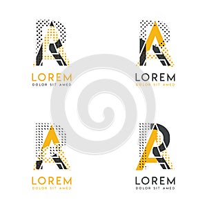 A set with four abstract AR logo. Suitable for websites and corporate identity, and can be used for banner, card and business. thi