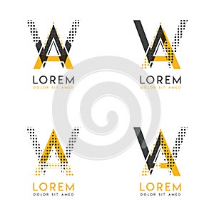 A set with four abstract AW logo. Suitable for websites and corporate identity, and can be used for banner, card and business. thi