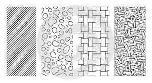 Set of Four Abstract Hand-Drawn Seamless Patterns