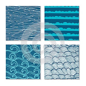 Set of four abstract hand-drawn wave patterns.