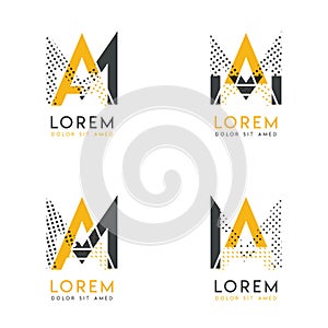 A set with four abstract AM logo. Suitable for websites and corporate identity, and can be used for banner, card and business. thi