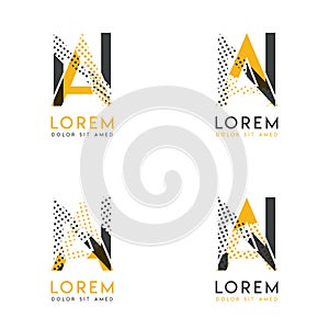 A set with four abstract AN logo. Suitable for websites and corporate identity, and can be used for banner, card and business. thi