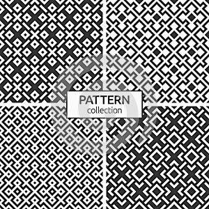 Set of four abstract rhombuses seamless patterns