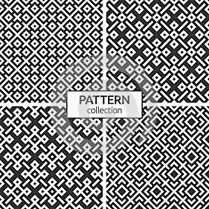 Set of four abstract rhombuses seamless patterns