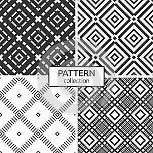 Set of four abstract rhombuses seamless patterns