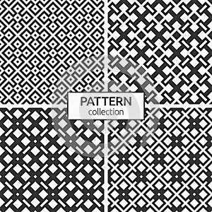 Set of four abstract rhombuses seamless patterns