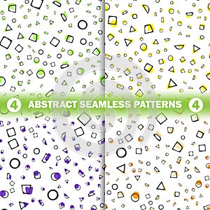 Set of four abstract seamless pattern. Simple style