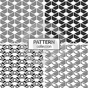 Set of four abstract seamless patterns. Repeating geometric tiles