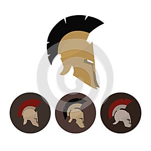 Set of four antique helmets, vector illustration