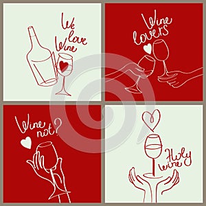 Set of four banners for wine bar and wine lovers