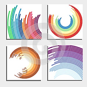 Set of four beautiful abstract backgrounds. Abstract flash light circles.