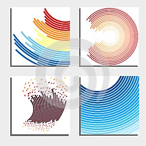 Set of four beautiful abstract backgrounds. Abstract flash light circles.