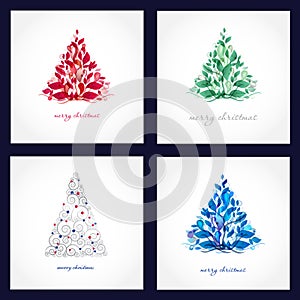 Set of four beautiful christmas cards