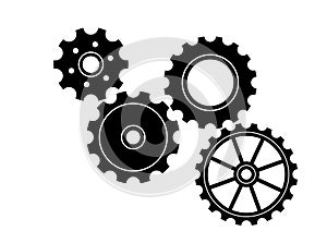 Set of four black glyph gears