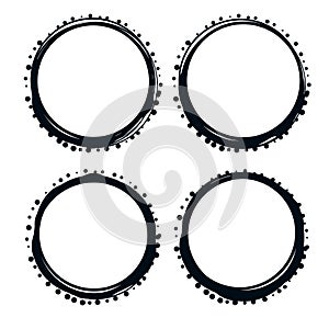 Set of four black round frames with decorative dots for your design