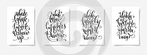 set of four black and white hand lettering alphabet design posters photo