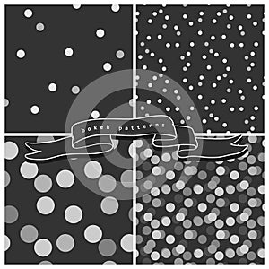 Set of four bokeh seamless patterns