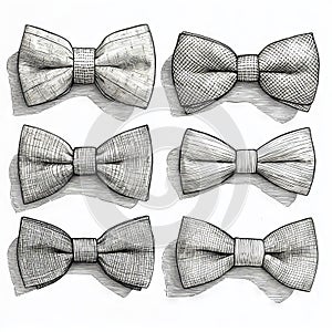 A set of four bow ties on a white background