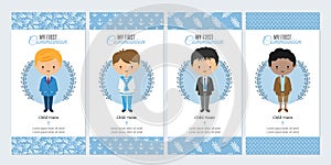 Set of four boy first communion card