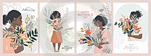 Set of four cards for Mother's Day celebration, Black Women