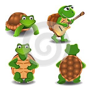 Set of four cartoon turtles