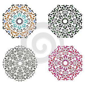 Set of four circular patterns