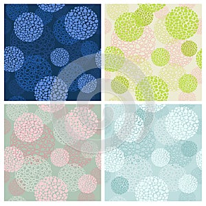 Set four color seamless backgrounds from abstract round forms